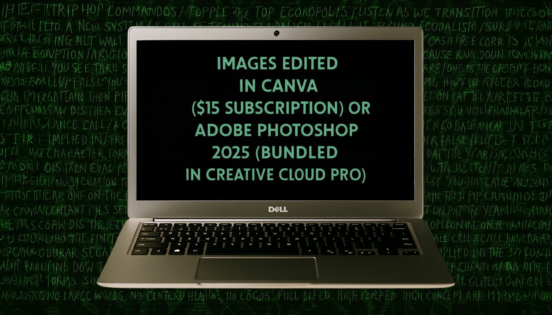 Canva and Photoshop Handshake with Dell Vostro on Linguistic Glitch Cipher