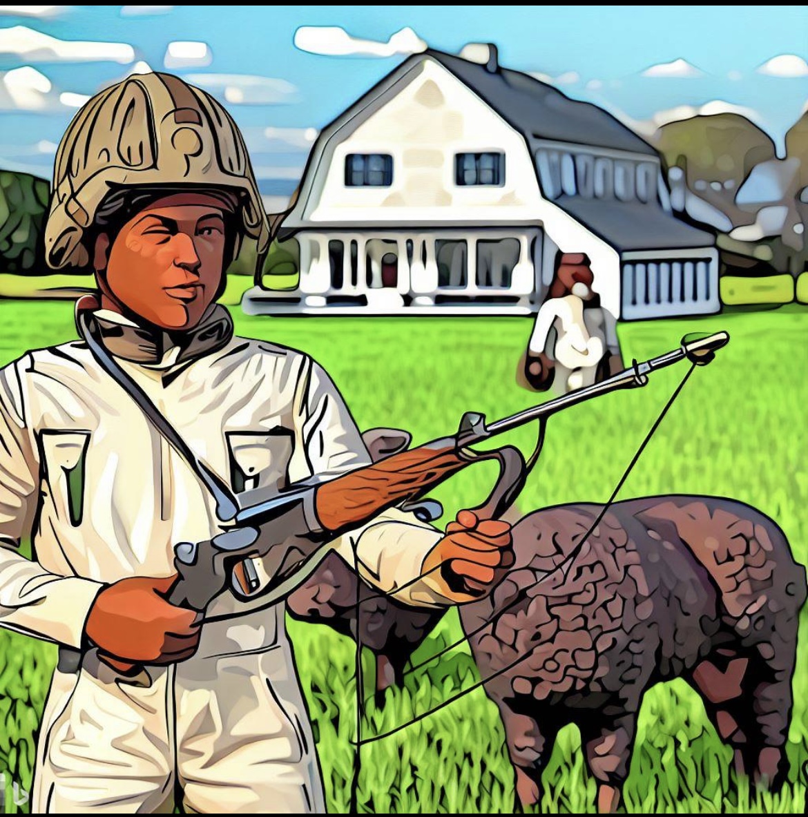 The Armored Guardian and the Young Archer with the Woolly Beast