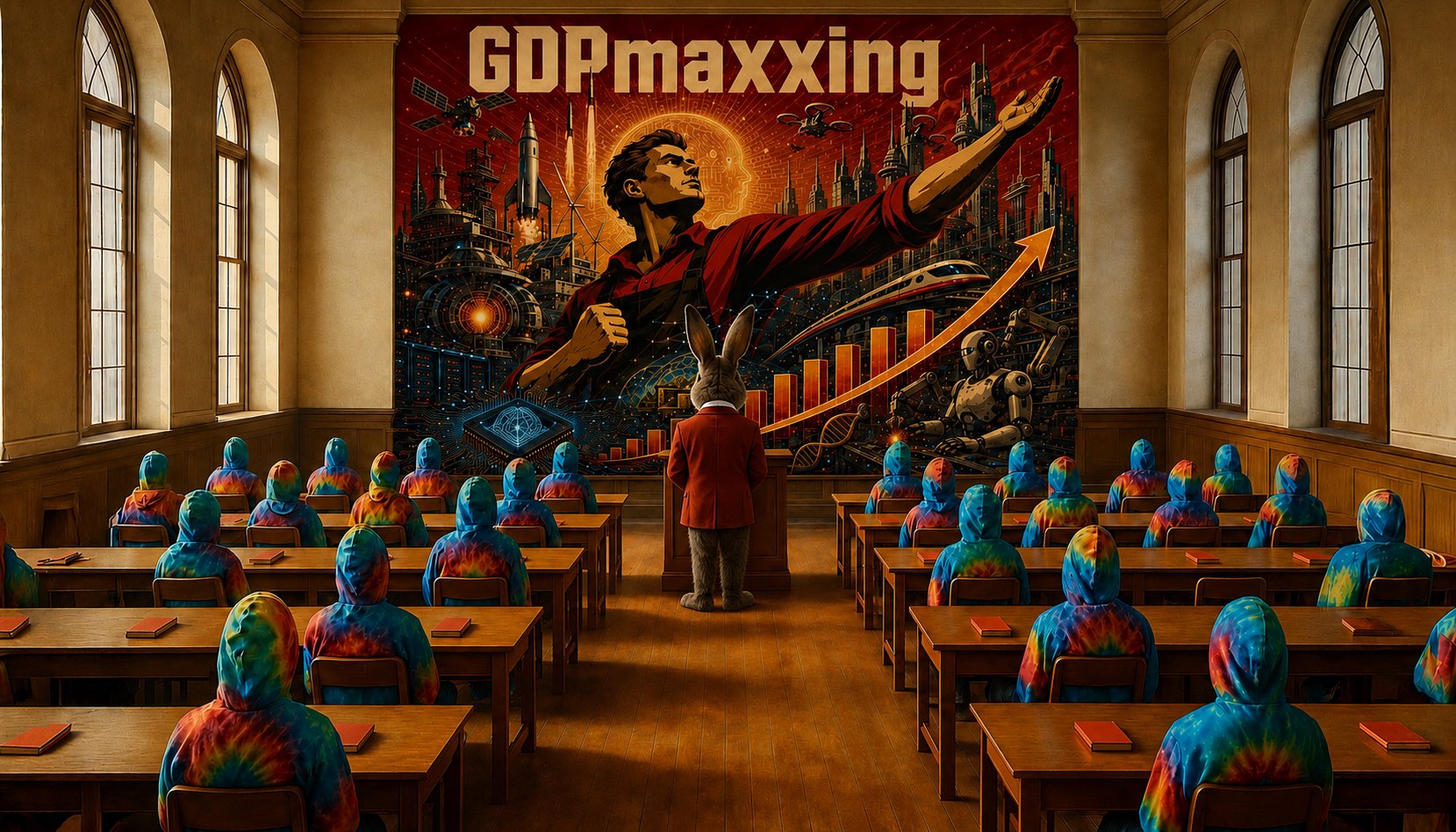 GDPmaxxing lecture hall at Innermost Loop Feed Institute of Technology
