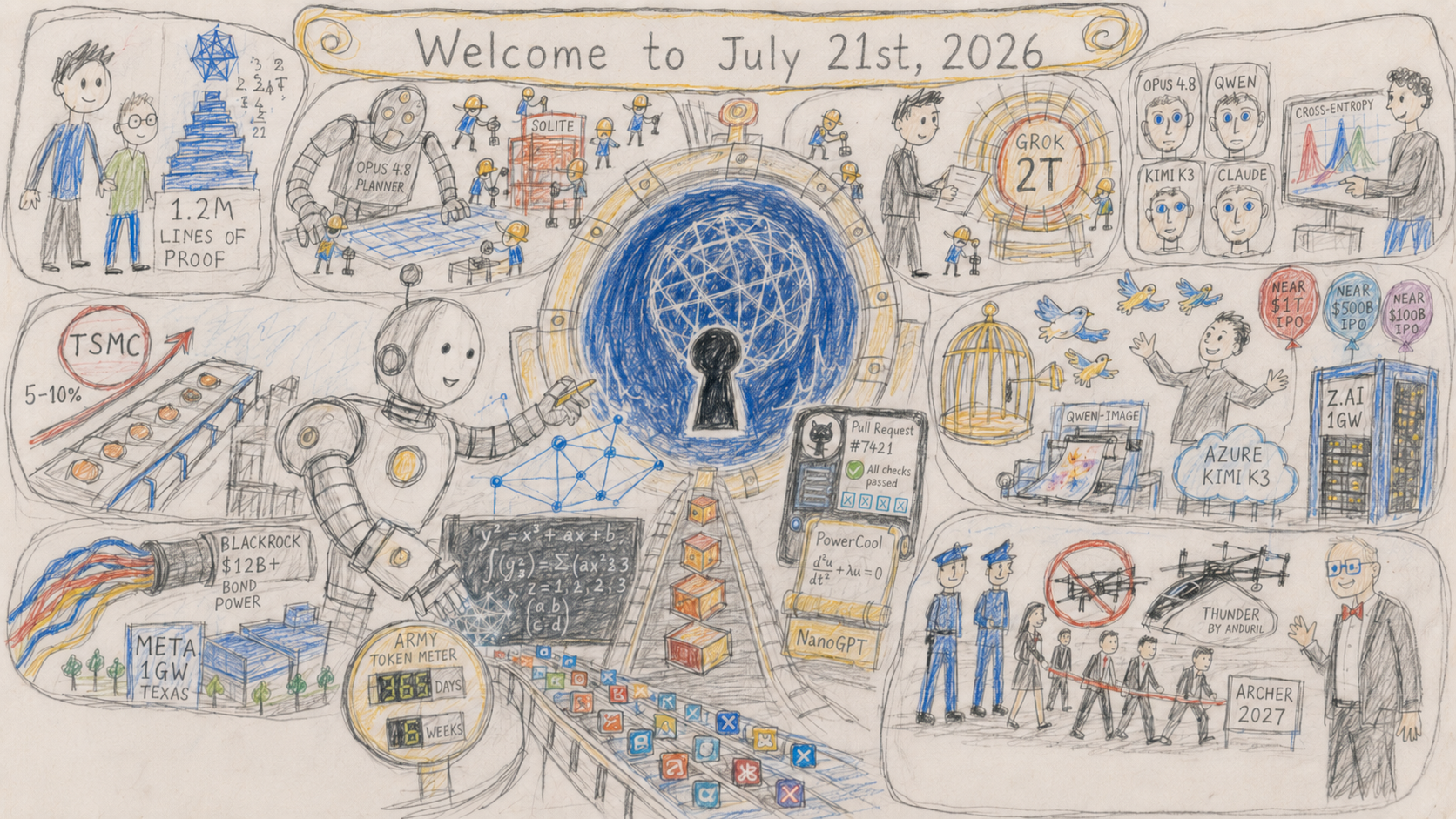 Child Naïve Version of Quadriptych to Accompany Dr. Alex Wissner-Gross’s “Welcome to July 21, 2026” edition of The Innermost Loop