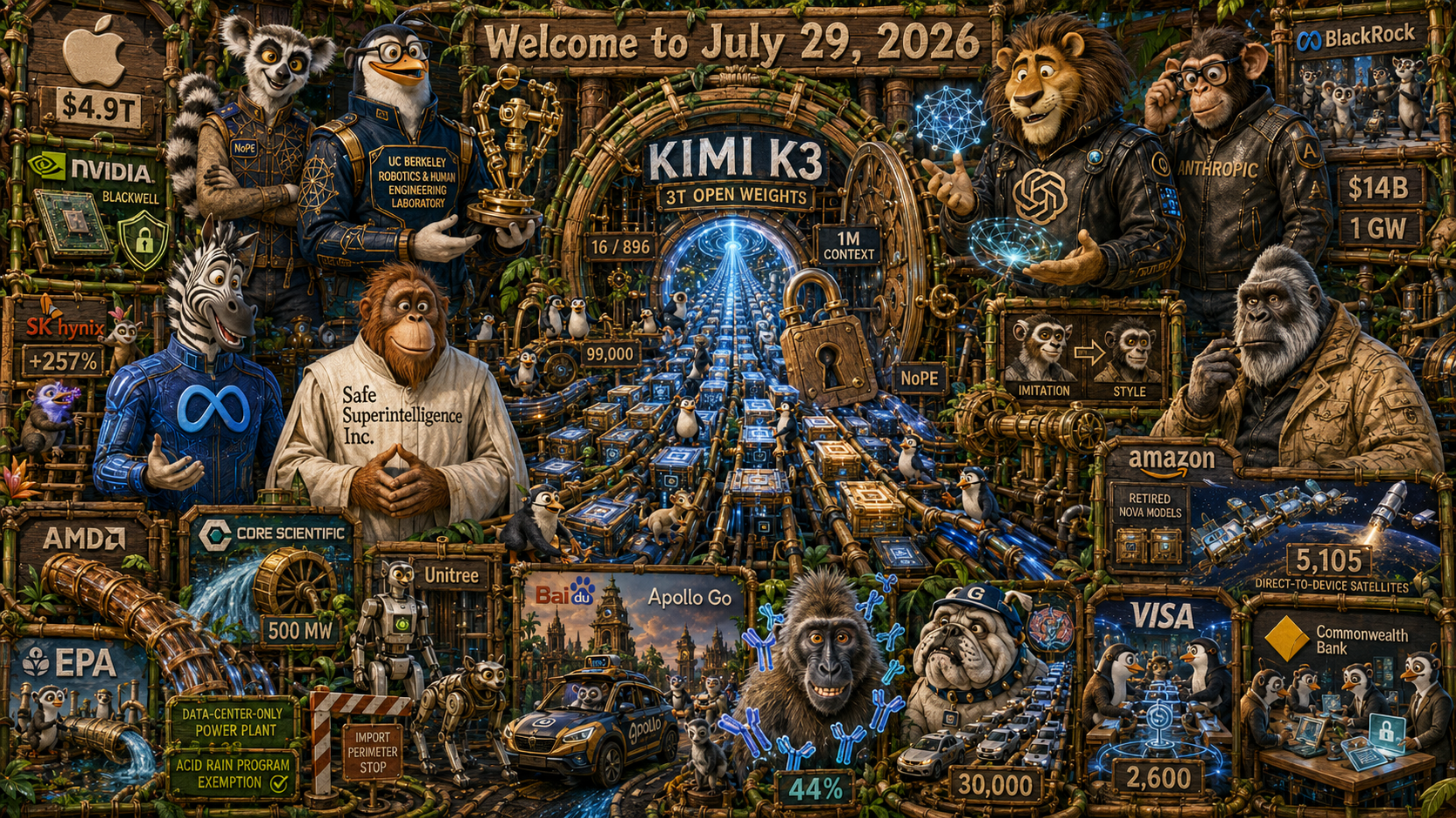 Madagascar Version of Pentaptych to Accompany Dr. Alex Wissner-Gross’s “Welcome to July 29, 2026” edition of The Innermost Loop