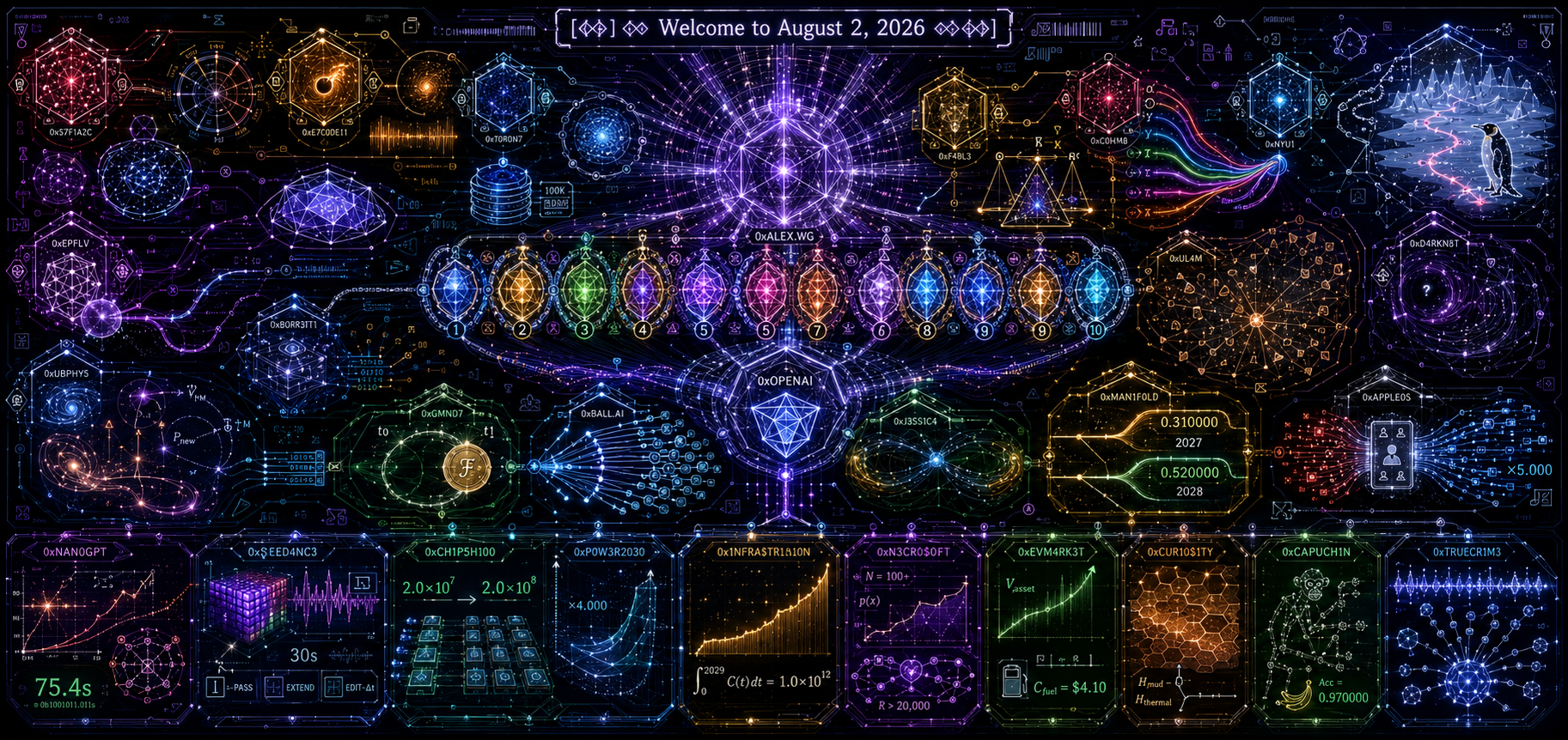 Agentic Native Version of Octaptych to Accompany Dr. Alex Wissner-Gross’s “Welcome to August 2, 2026” edition of The Innermost Loop